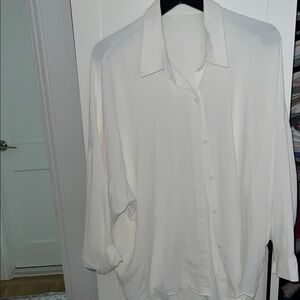 Elegant White Women's Button Down cover up  Shirt